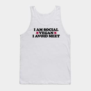 I Am A Social Vegan I Avoid Meet Shirt, Y2K Tee Shirt, Funny Slogan Shirt, 00s Clothing, Boyfriend Girlfriend Gift, Vintage Graphic Tee, Iconic Tank Top